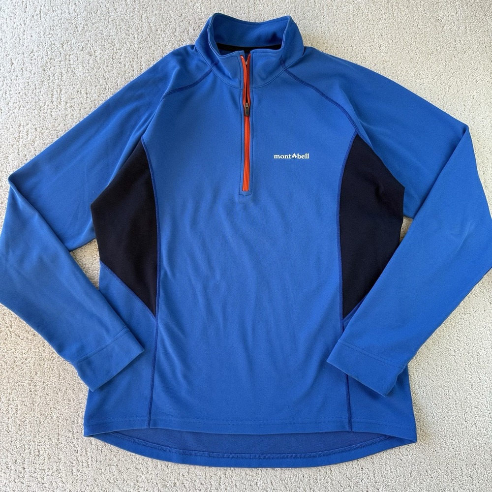Montbell Wickron ZEO Thermal Long Sleeve Zip Shirt Men's Medium Blue $90